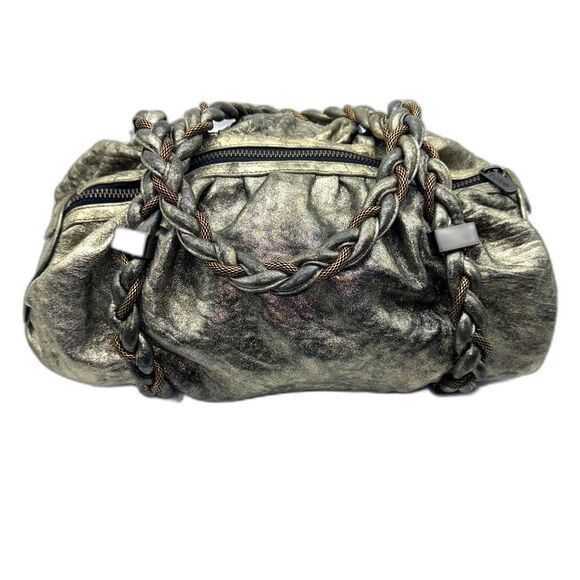 Botkier Braided Handle Metallic Shoulder Bag - Pewter/Brass - Picture 4 of 13